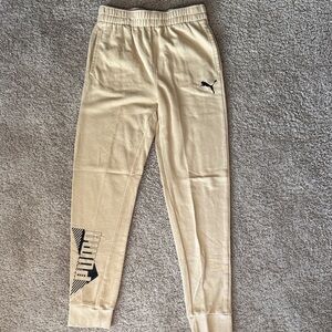 Puma Beige Jogger Pants with Black Logo